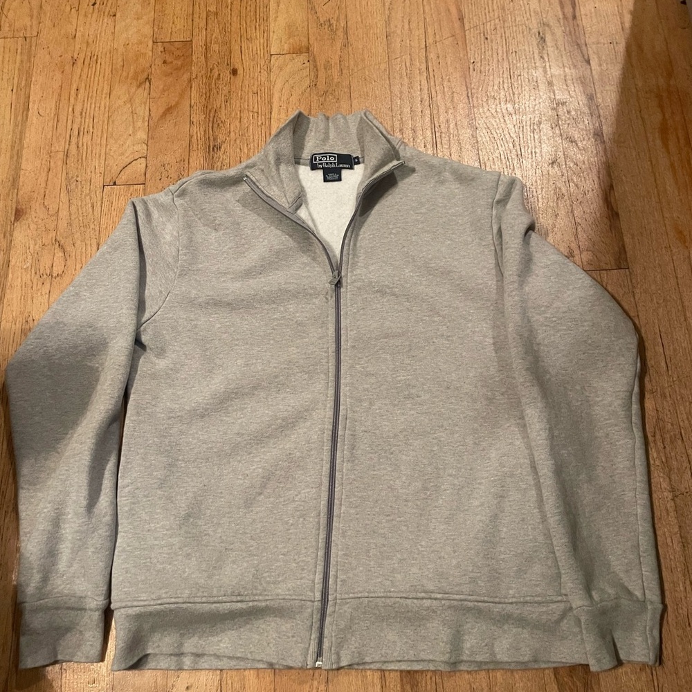 Ralph Lauren Men's Light Gray Zip-Up Sweater